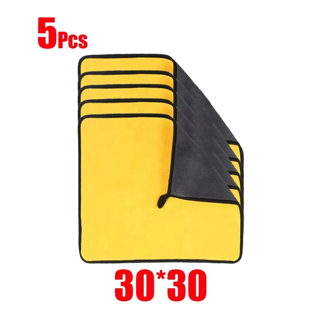 1/5/10/20pcs Microfiber Cleaning Towel Thicken Soft Drying Cloth Car Body Washing Towels Double Layer Clean Rags 30/40/60cm