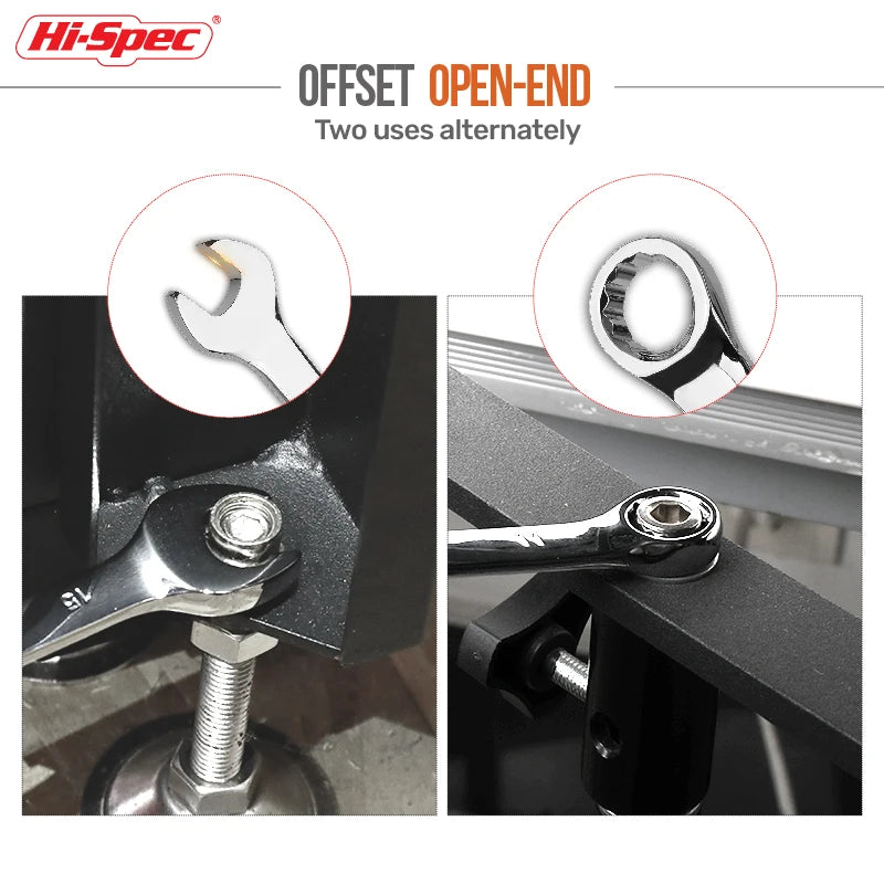 Hi-Spec Offset Open-End Dual-Use Combination Wrench Set CR-V Opened Ring Combo Spanner Hand Tool Kit for Home Repair