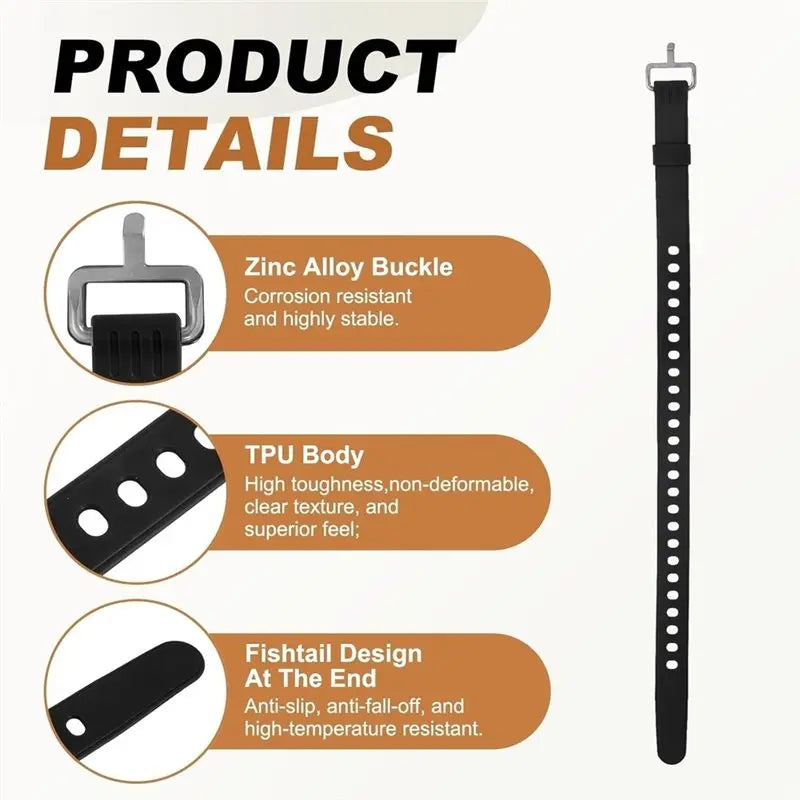 ABRT-4 Pcs Silicone Tie Down Strap, 50Cm Versatile Wear Silicone Securing Strap With Metal Buckle For Luggage Binding