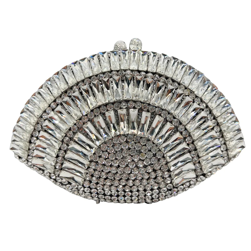 High Quality Luxury Scalloped Rectangular Stone, Diamond Wedding Party, Tote Bag, Evening Bag, Crystal Clutch