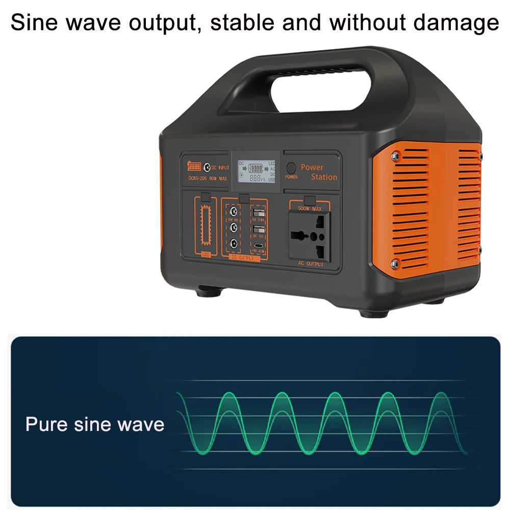 Gaiaray 500W 300W 100W Portable Power Station Solar Generator 460Wh LiFePo4 Battery 110V 220V Energy Power Plant for Camping RV