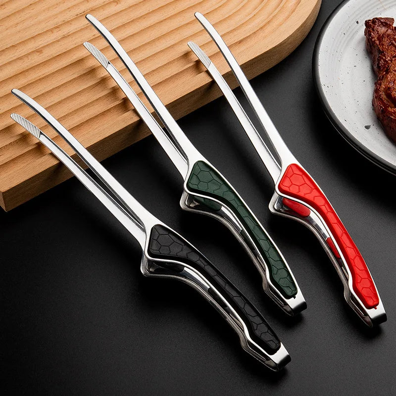 1pc Stainless Steel Kitchen Tongs, Serving Tongs for Cooking, Metal Food Tongs with Non-Slip Comfort Grip, Non-Stick Cooking Ton