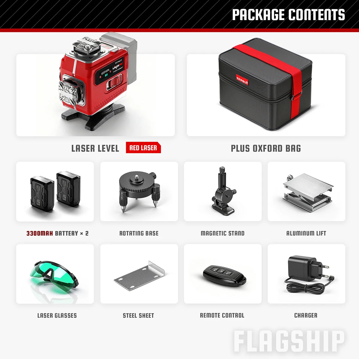 YEVOLT Industrial 16-Line Laser Level Auto-Calibration ±4° Self-Leveling Angle Outdoor Landscaping Anti-Shock Design