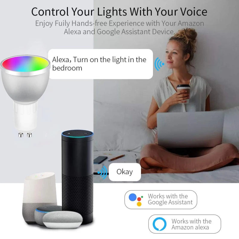 Zigbee Smart Home LED Bulb Spot Night Light Lamp 5W GU10 RGBCW Tuya Smartthings Works Alexa Google Home Hue-compatible