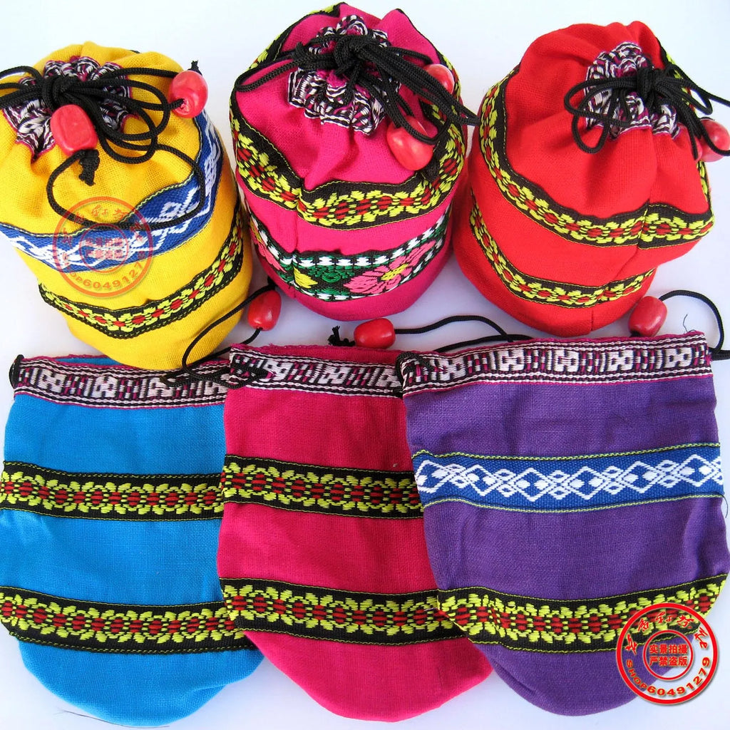 30PCS/Lot Yunnan Ethnic Characteristic Craft Pu'er Colorful Small Cloth Bag Pu er Small Tea Cotton Bags Portable Storage