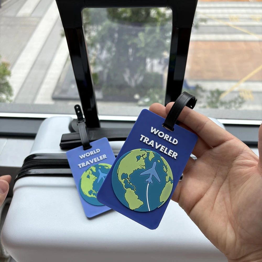 1/2Pcs Earth Style Luggage Tag Pendant Luggage Bag Station Airport Travel Anti-Loss Tag Can Write Information Identification Label
