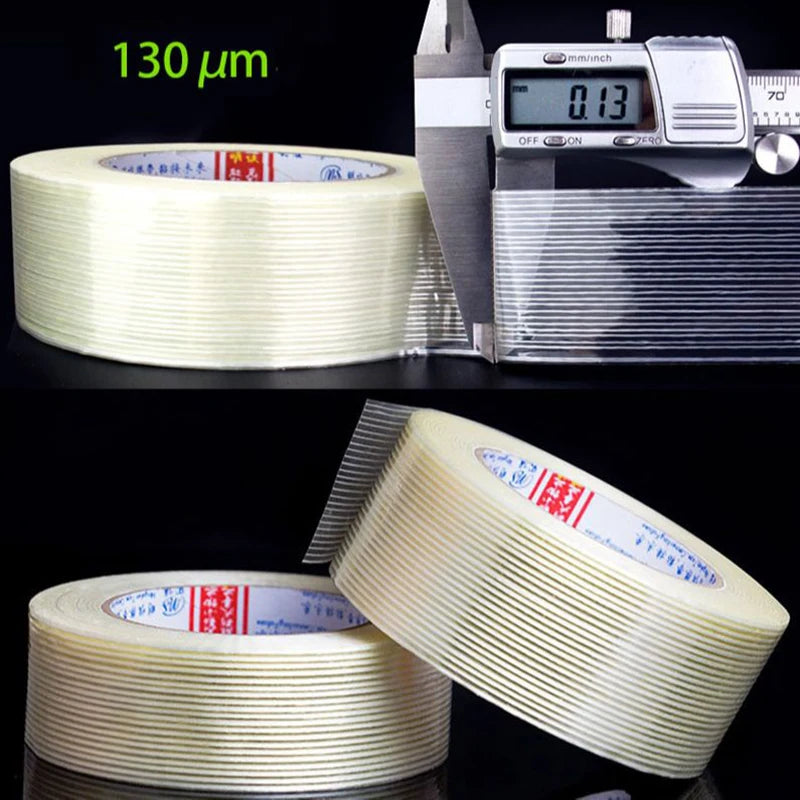 25/50 meters Grid Glass Fiber Tape Super Strong Single Side Wear-Resistant Strapping Packaging Fixed Bundled Adhesive Tape