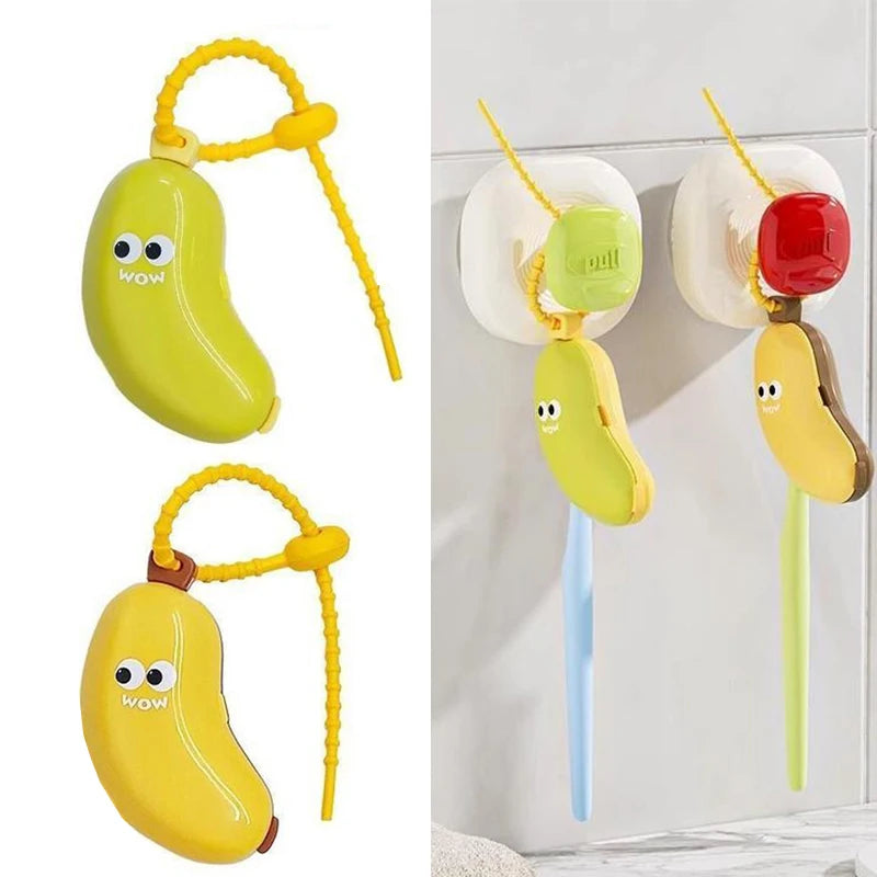 Banana Toothbrush Head Protective Cover With Toothpaste Compartment Toothbrush Dust Clamp Portable Travel Style Storage Box