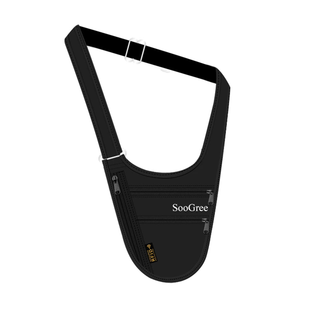 SooGree RFID Blocking Anti-theft Underarm Travel Pouch Hidden Security Shoulder Bag Passport Card Phone Holder Wallet Men Women