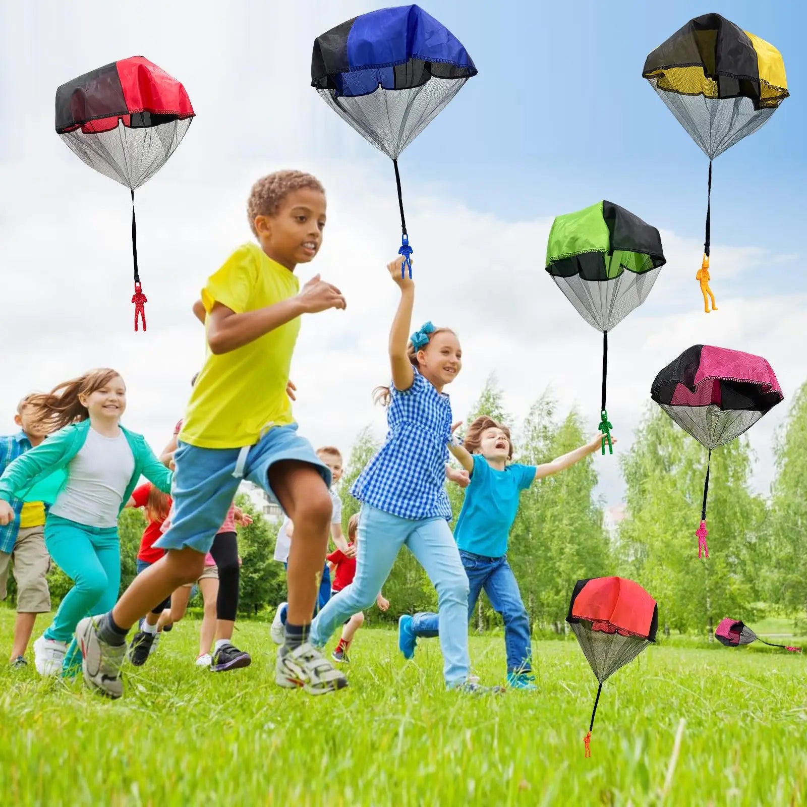 Parachute Toy 6/12PCS Tangle Free Outdoor Flying Parachute Hand Throw Flying Toys for Spring Children's Day Kids Party Favors
