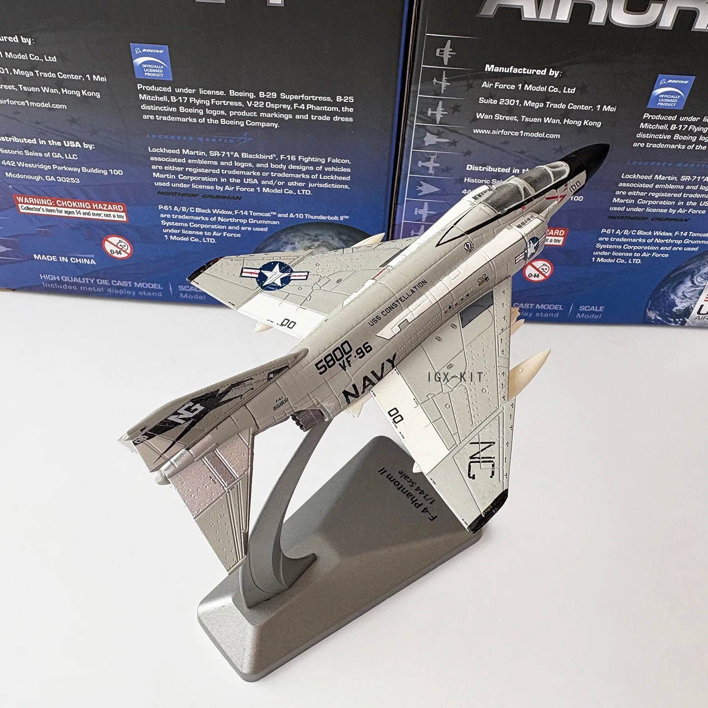 1/144 Scale US F-4 Phantom II Carrier-Based Fighter Jet F4 Silver Diecast Finished Military Plane Model Collection Ornament Gift
