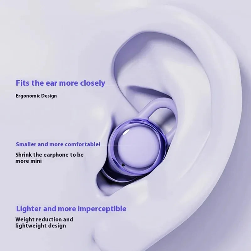 Wireless Bluetooth 5.4 Earbuds with ENC Noise Eduction Sleeping Ear Clip Lightweight Headphones Stereo Sound For Music