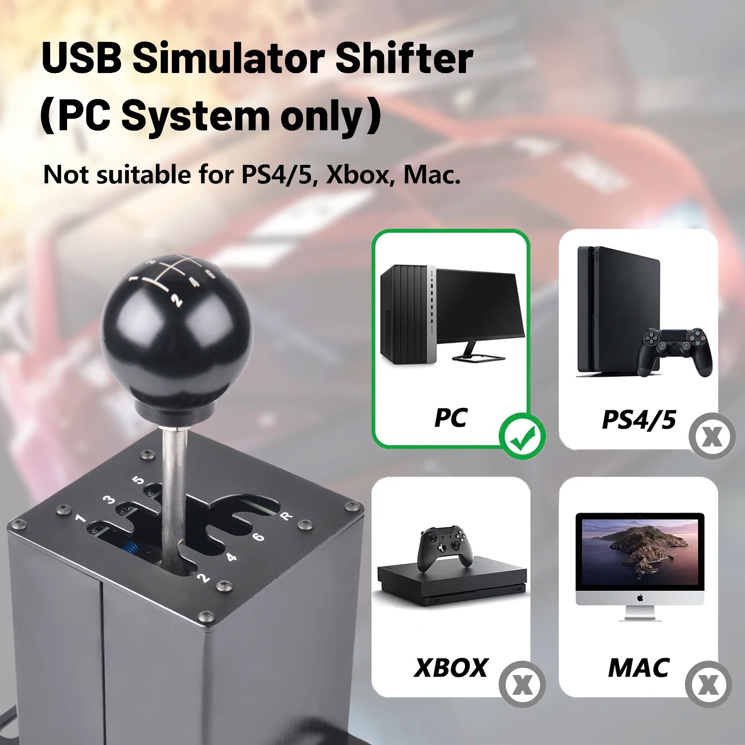 PC  Simracing Racing Game USB H Gear Shifter For Logitech G27 G29 G25 G920 For Thrustmaster T300RS/GT Shift Knob For ETS2