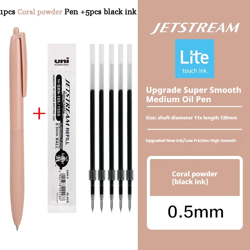 Uni Permanent Ballpoint Pen Jet Stream Anti-slip Cloudy Recycled Eco Shell Friction Super Smooth Ink Oil Pens Portable Supplies