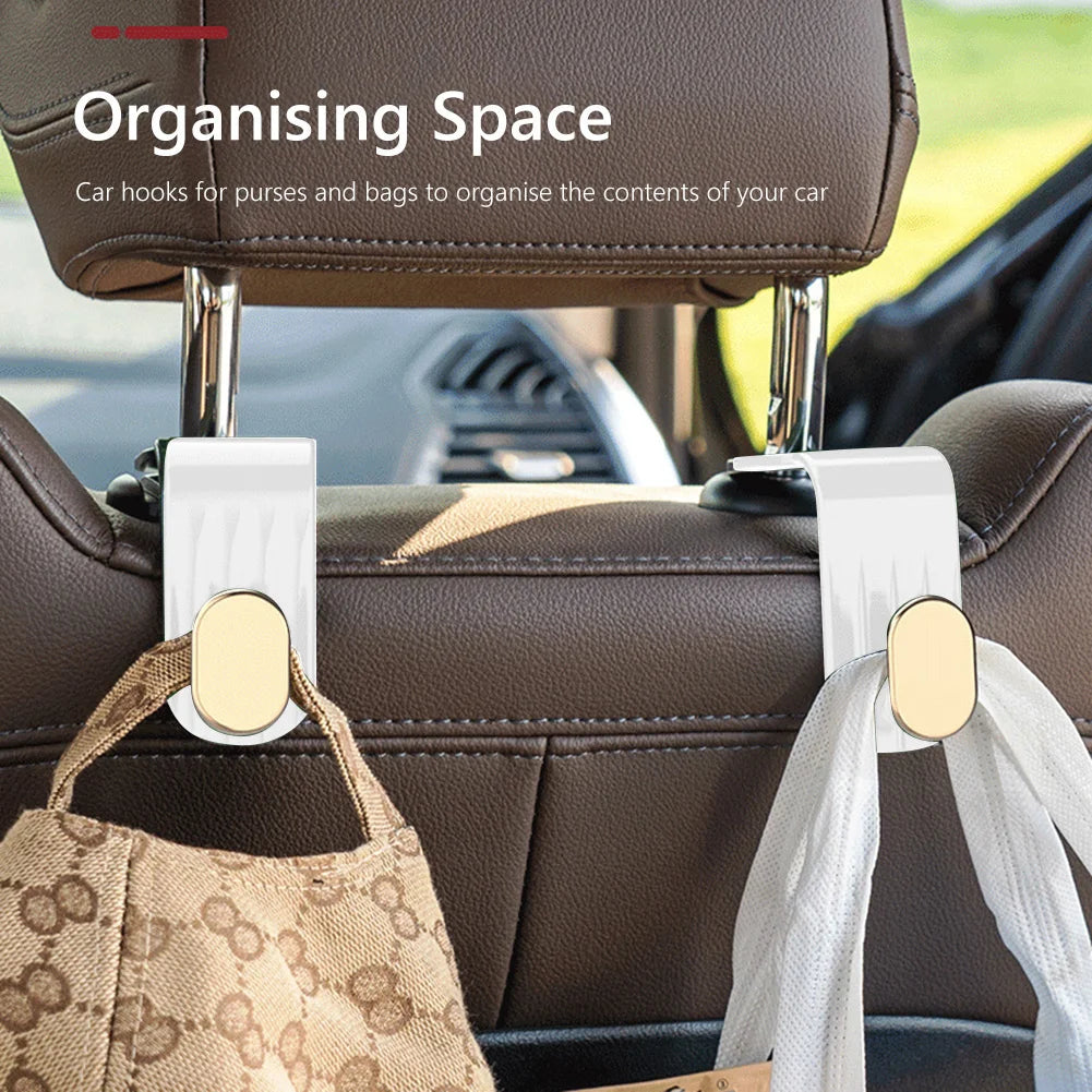 Waterproof Car Seat Back Hook Auto Interior Headrest Hanger Holder (White)
