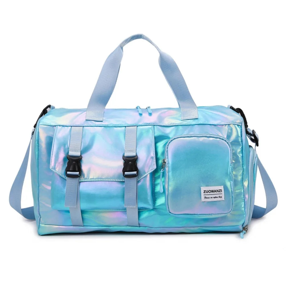 Pack Pearl Glossy Gym Bag Waterproof Large Capacity Fitness Training Handbag Carry-On Wet Dry Separation Travel Luggage Bag Yoga