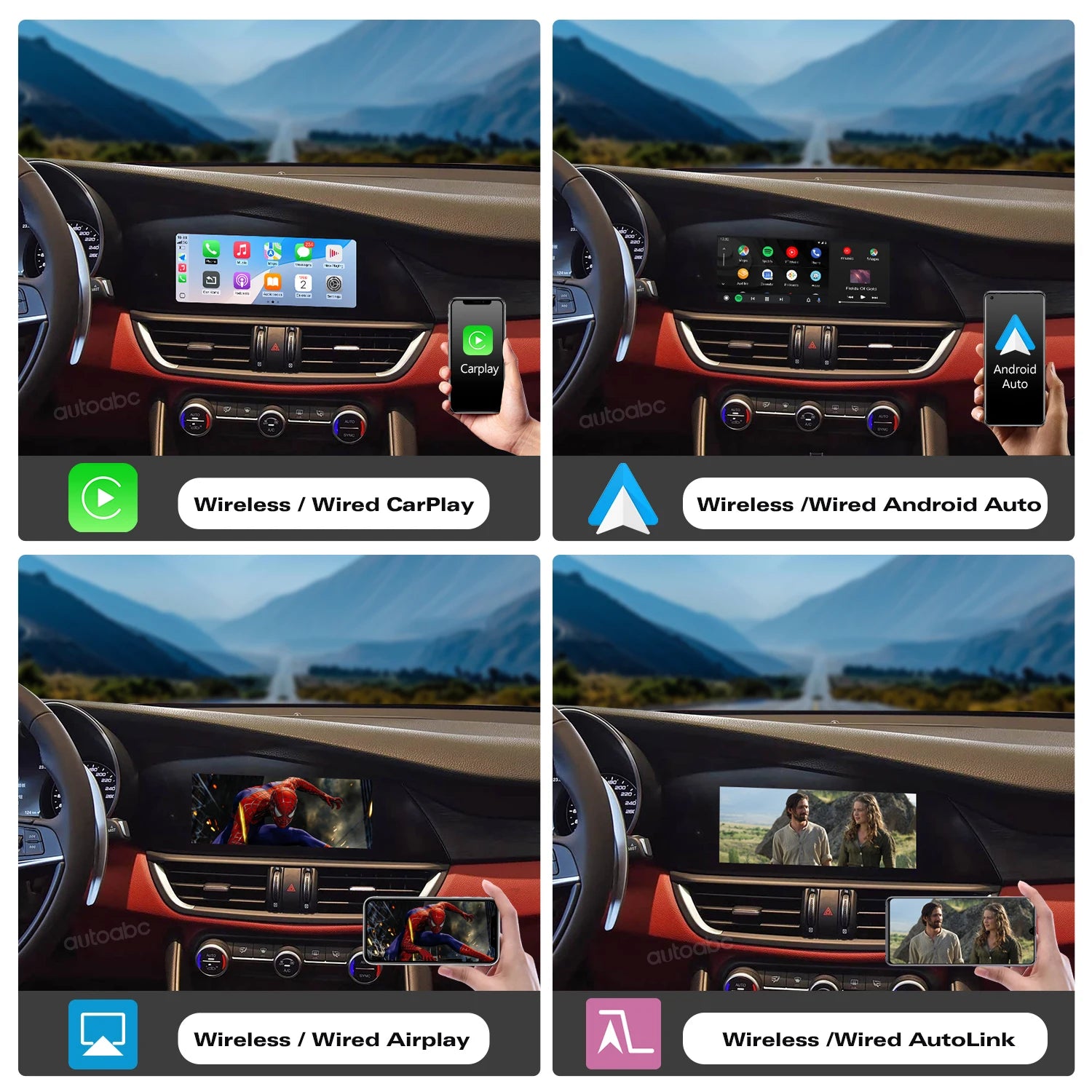 AUTOABC 2025 New For Alfa Romeo Stelvio /Giulia 2017-2019 Wireless CarPlay Android AutoAirPlay Navigation Car Play Functions