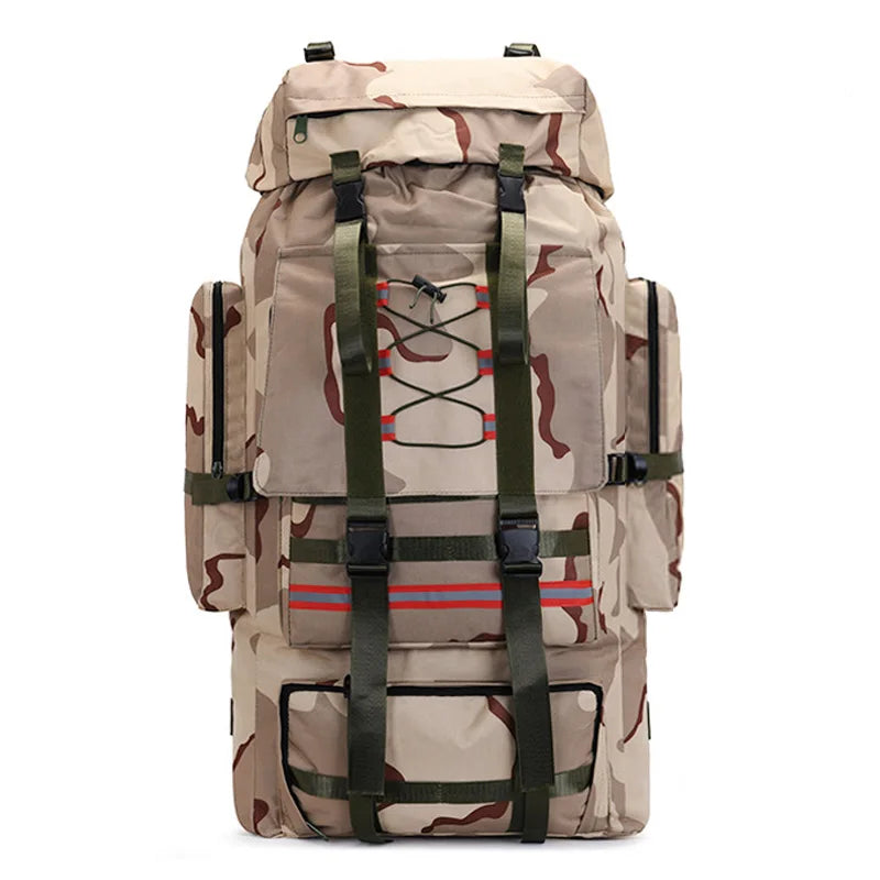 130L Hiking Camping Backpack Travel Large Luggage Bag Trekking Outdoor Sports Pack Molle Trekking Rucksack with Reflective Strip