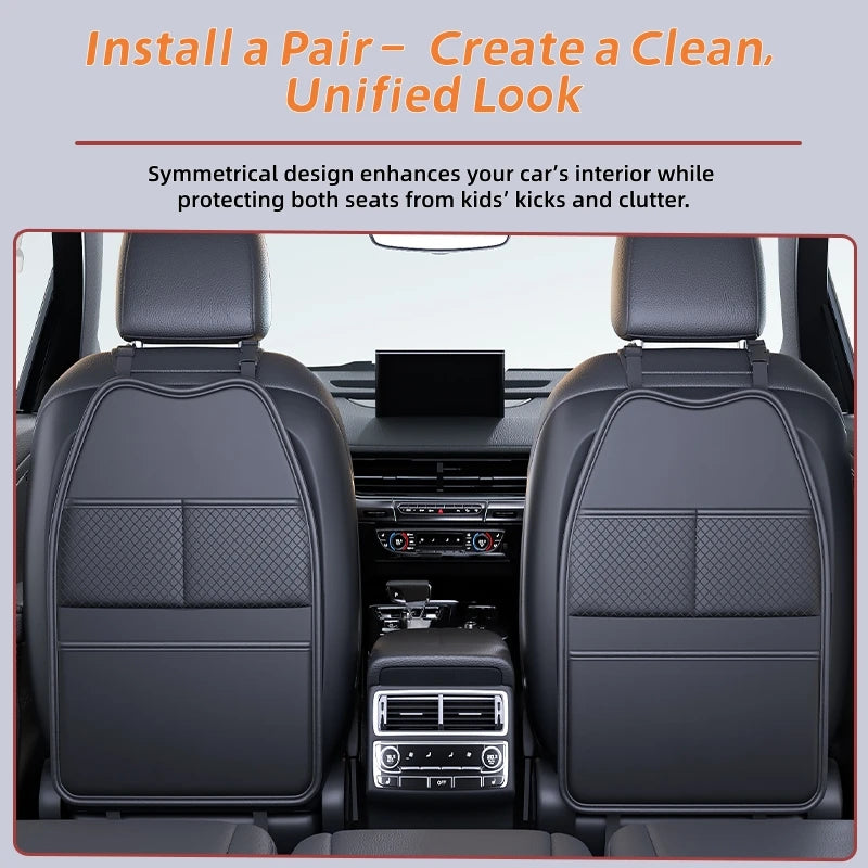 Backseat Car Organizer for Kids- Dual Pockets or Clear Tablet Window, Waterproof & Scratch-Resistant Seat Back Protector