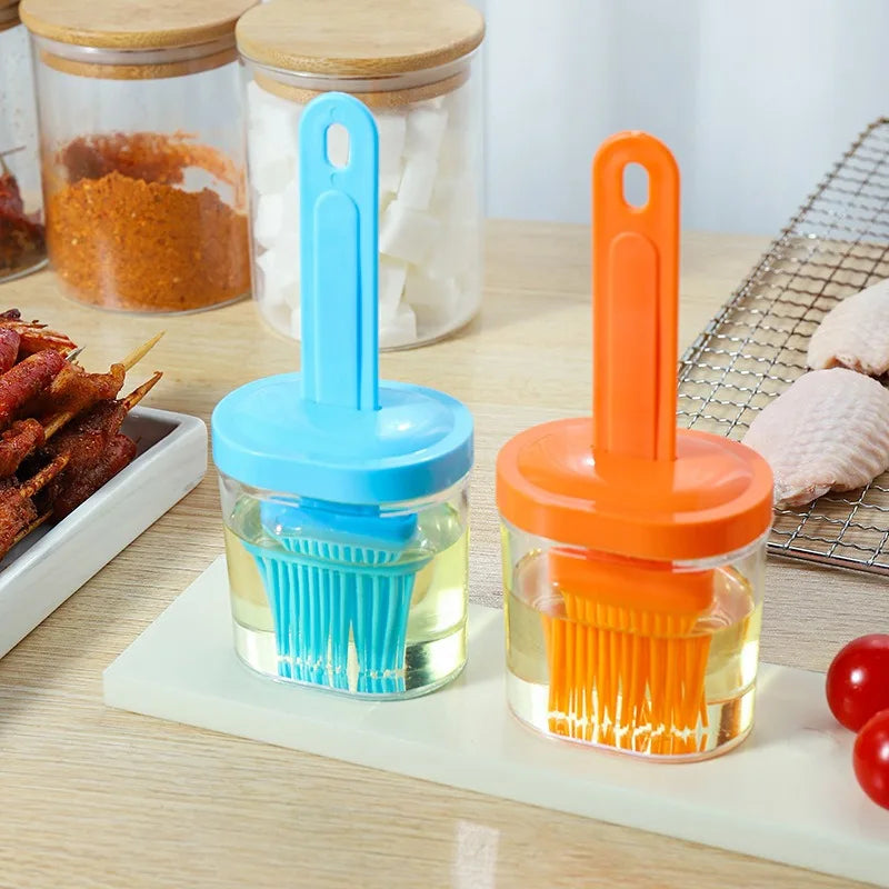 Silicone Oil Brush Pancake OilBrush Integrated Oil Pot Brush with Bottle Kitchen Dustproof Household High emperature Baking Tool