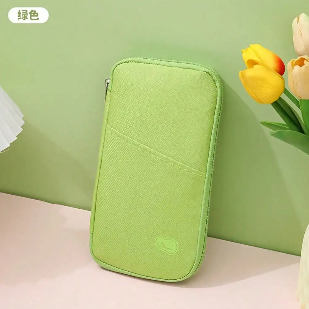 Travel Passport Holder with Zipper - with Compartments for Cash, ID Documents and Credit Cards & Phone Slot