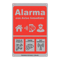 Instant Alert Alarm Sign -  Iron Wall Decor,  , Red with White Icons, Anti-Intrusion Vision, Anti-Inhibitors, 24/7 Protection, P