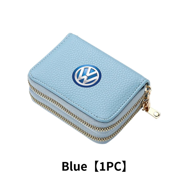 Cup Holders Car Credit Card Wallet Holder Zipper Coin Purse Pocket Accessories For Volkswagen VW Passat Golf Tiguan Scirocco Jet
