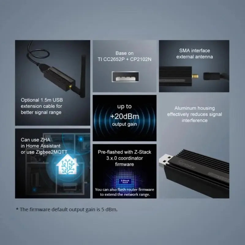 Sonoff Zigbee 3.0 Usb Dongle Plus ZBdongle-E Wireless Zigbee Gateway USB Interface Capture EFR32MG21 Google Home Voice Control