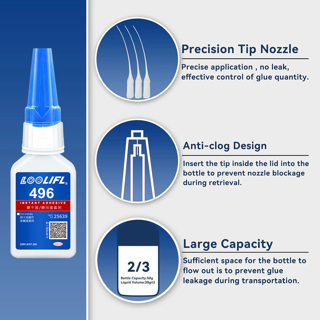 LOOLIFL20g 496 Multifunctional Adhesive Is Suitable for Metal, Plastic Toys, Shoes, Ceramics, DIY Handicrafts, and Daily Repairs