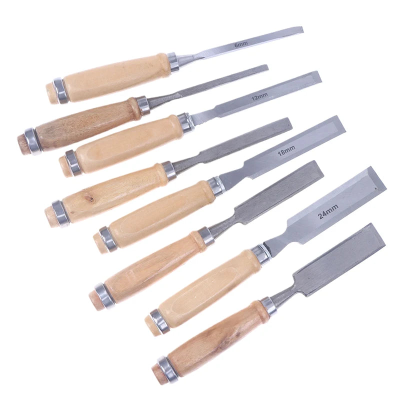 【A】4Pcs 6/12/18/24mm Wood Carving Chisels Set Professional For Woodworking With Ergonomic Wood Carving Tools DIY Auxiliary Tools