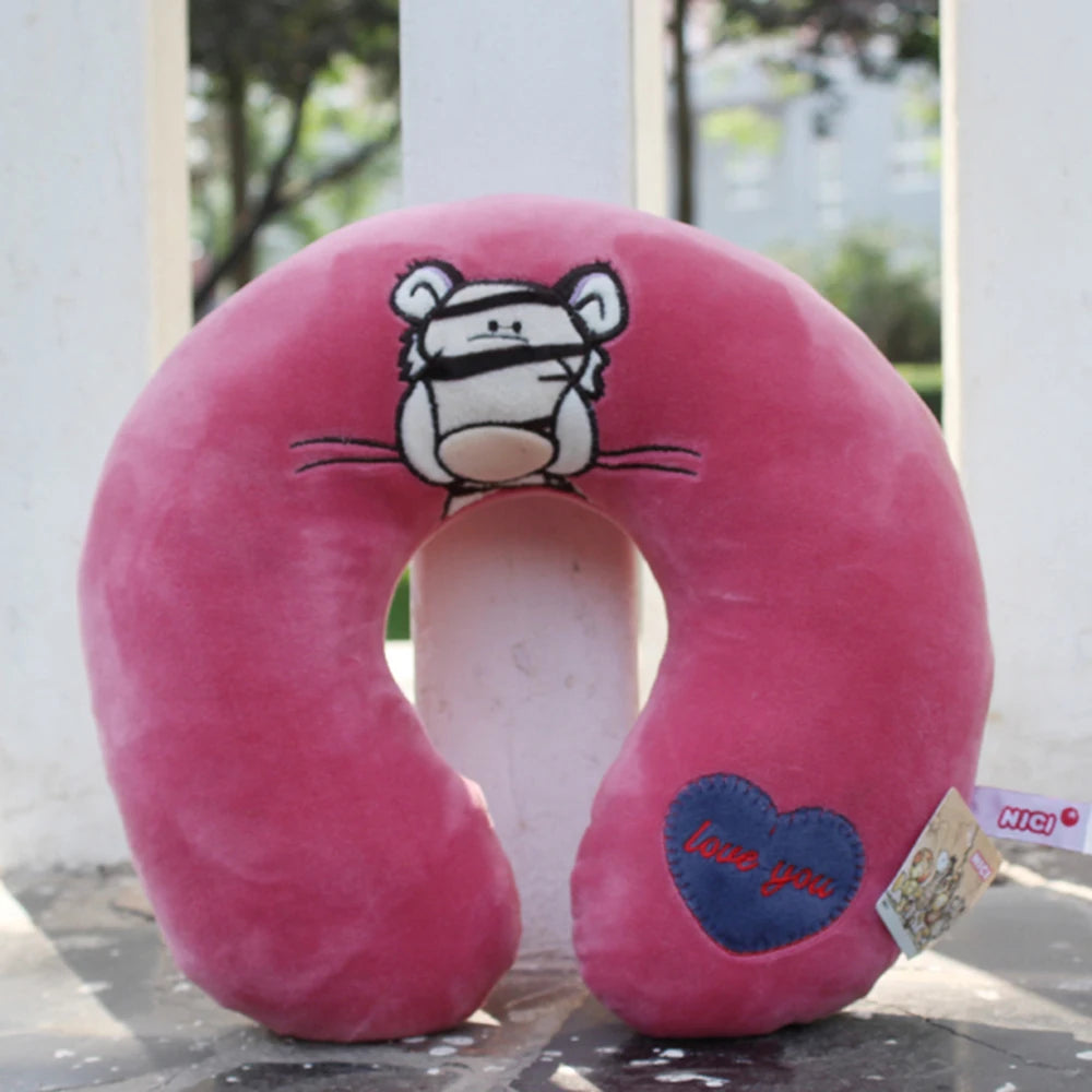 Pink Pig U-Shaped Travel Pillow Animal Plush Pillows,Body Rest Cushion Neck Pillow for Car Travel Neck Support Cushion