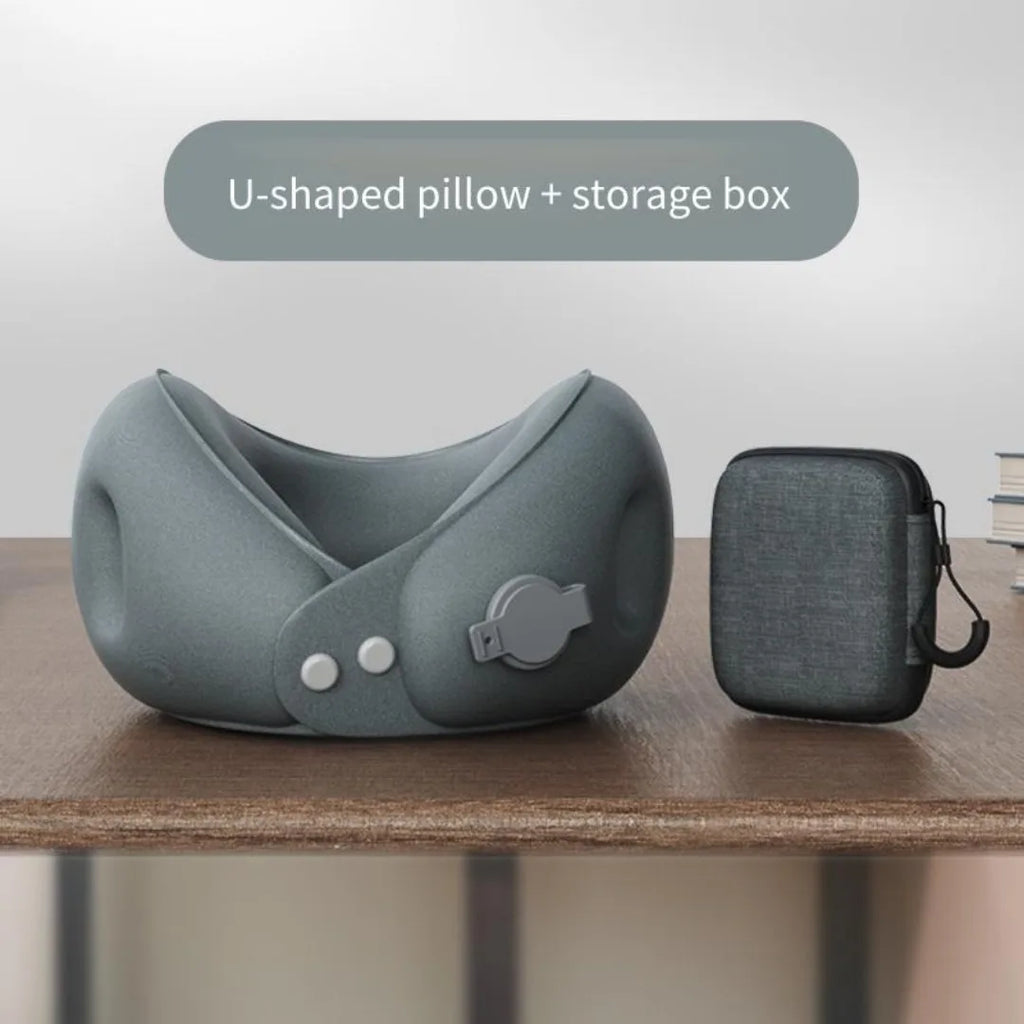 New Inflatable U-Shaped Travel Pillow For Airplane Car&Train Portable Soft Neck Pillow With Storage Bag Office Sleep Nap Pillows