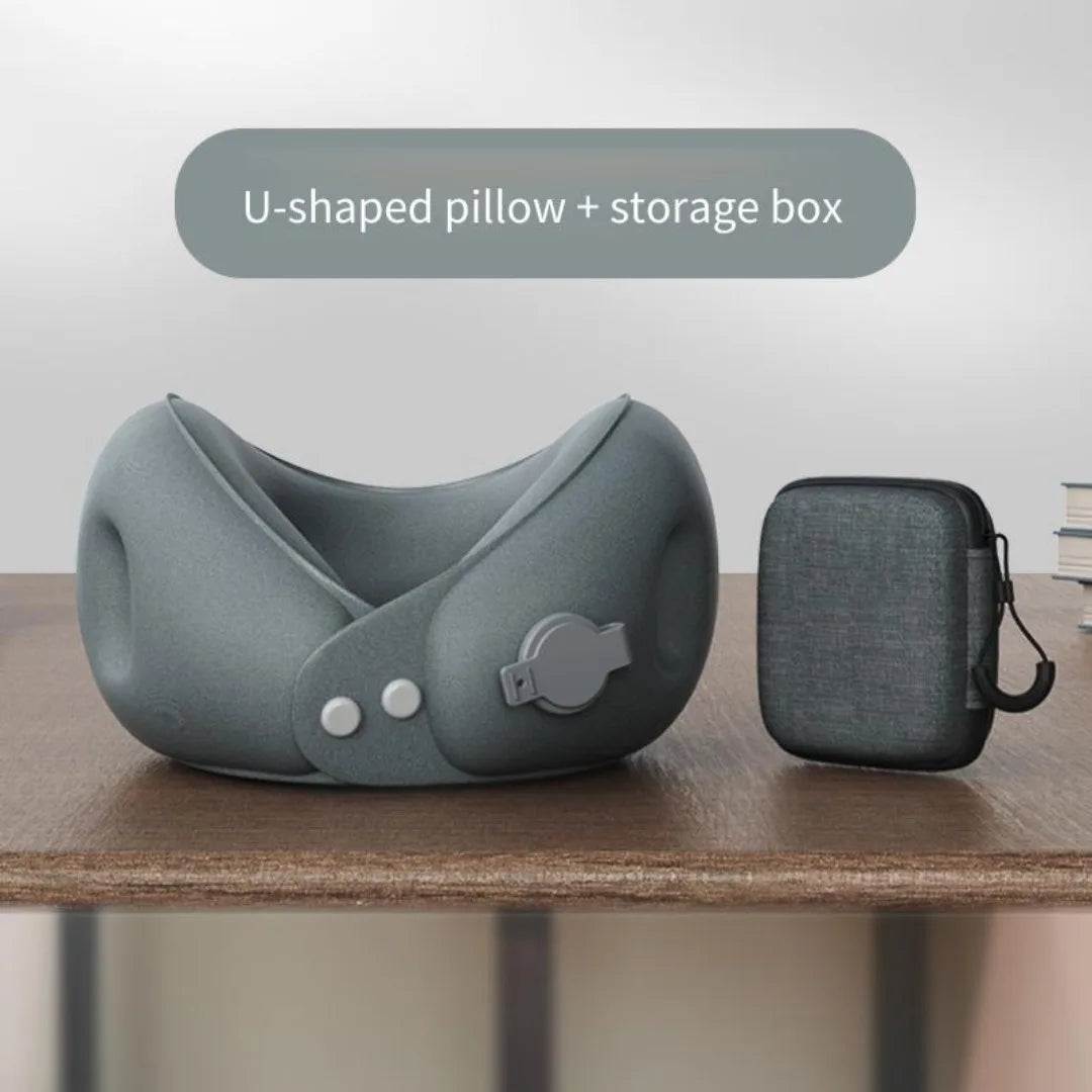 New Inflatable U-Shaped Travel Pillow For Airplane Car&Train Portable Soft Neck Pillow With Storage Bag Office Sleep Nap Pillows