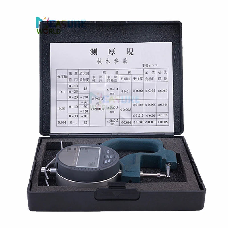 High quality 0-10 0.01mm digital tube thickness gauge 0-12.7mm for measuring curved surface'thickness Measurement Tools