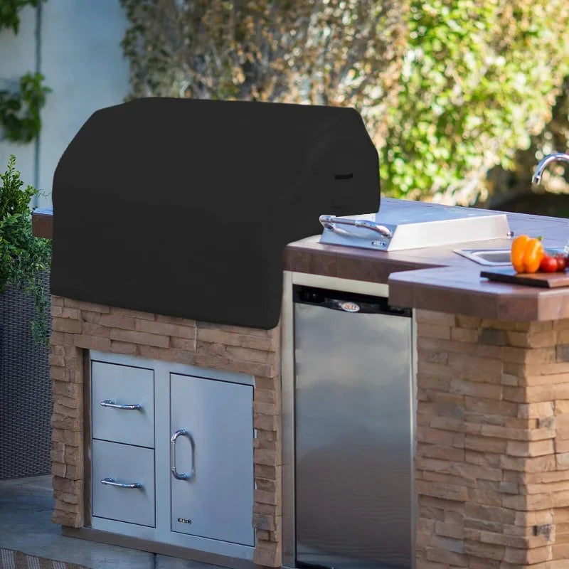 Outdoor BBQ Grill Cover with Built-in Rack Oxford Waterproof Sunproof for Patio
