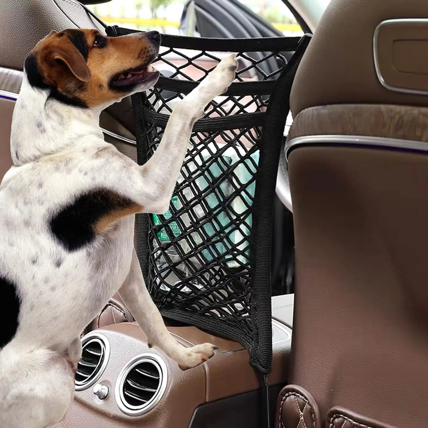 Car Storage Net Bag Between Seats Car Divider Child Safety Net Pet Barrier Elastic Expandable Mesh Bag Car Accessorie Interior