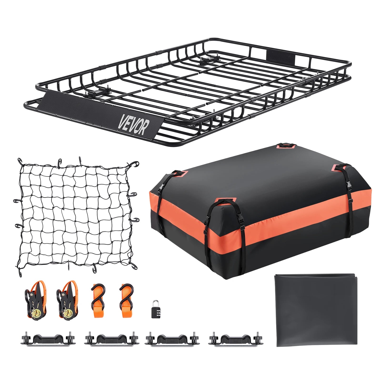 SucceBuy Roof Rack Basket 64x39x4.1" Universal Rooftop Cargo Carrier Anti-Rust Alloy Steel Car Top Luggage Holder for SUV Truck