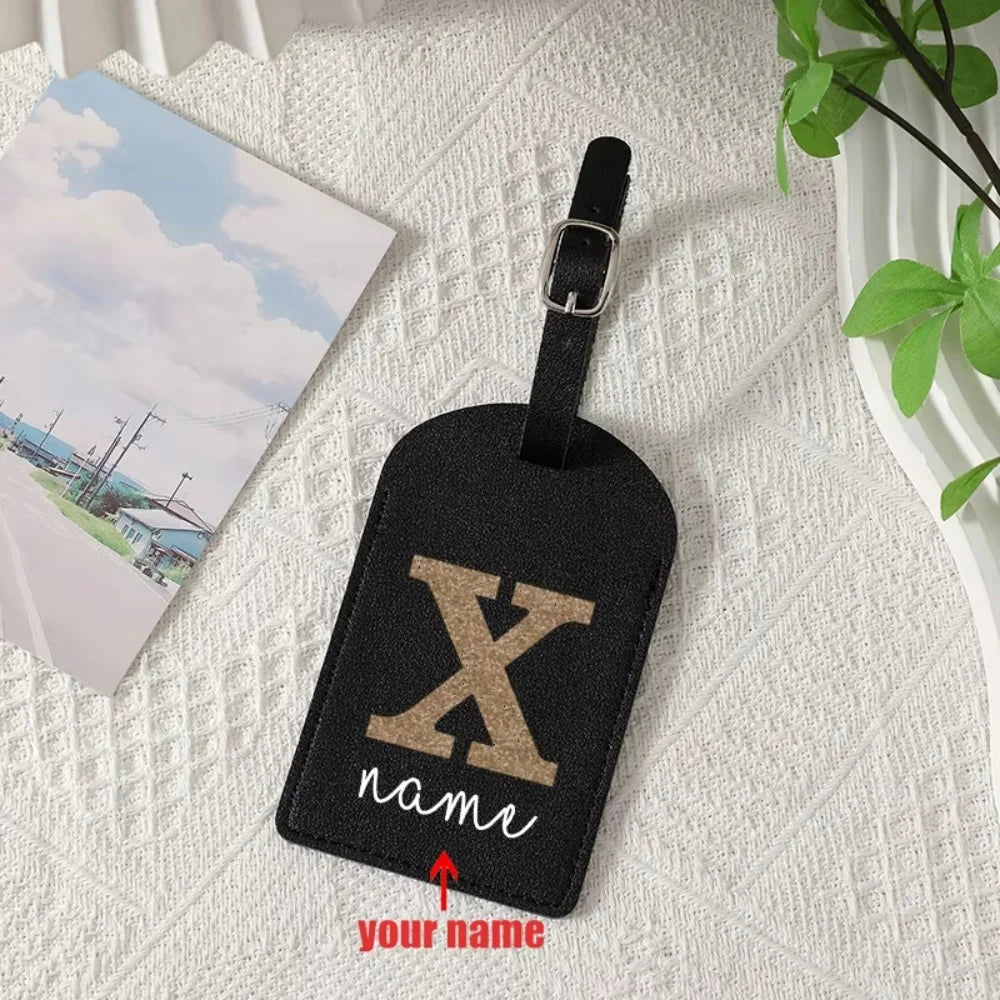 Personalized Simple A-Z Initial Custom Name Luggage Tag, Durable Creative Travel ID Card Holder, Ideal Travel Gift