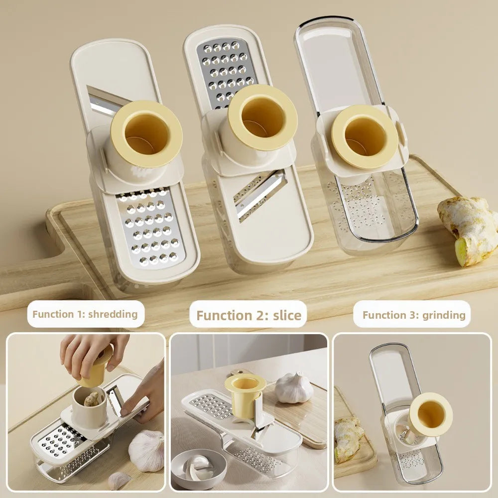 Portable 3in1 Garlic Ginger Grinder Manual Kitchen Gadget Garlic Grinder Mini Garlic Press for Crushing Spices Herbs Garlic