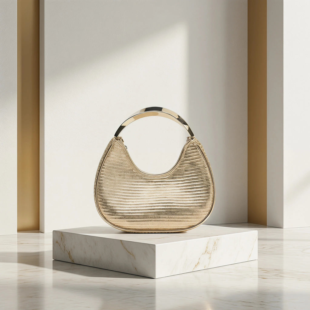 Women Luxury Golden Textured Hobo Bag Metal Top Handle Evening Clutch Bag Detachable Crossbody Chain Strap Party Wedding Handbag