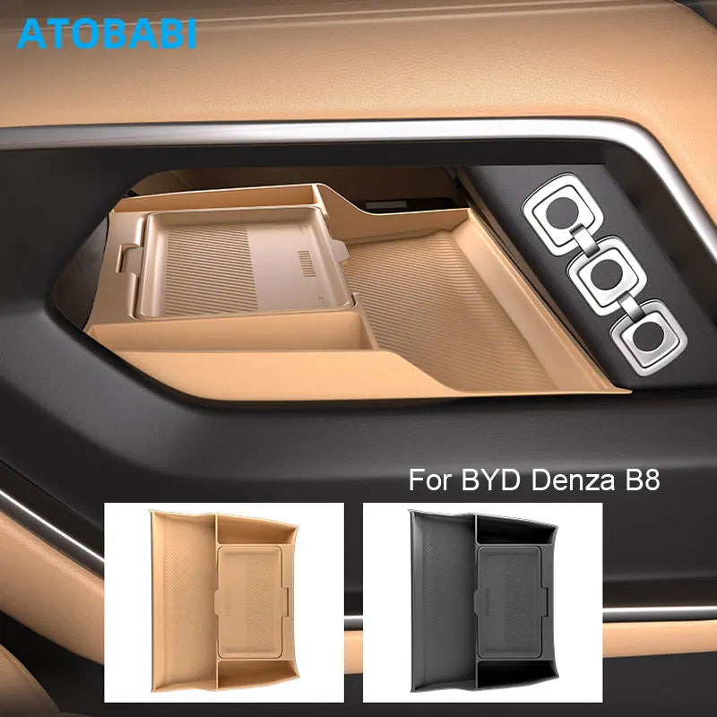 Car Storage Box For BYD Equation Leopard 8 Denza B8 Fangchengbao 2024 Central Control Armrest Box Under Layer Silicone Organize