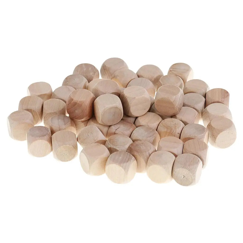 100pcs/pack Wooden Blank Dices, Dice Cubes You Can Write On for RPG   Roleplaying Game Accessories Party Supplies