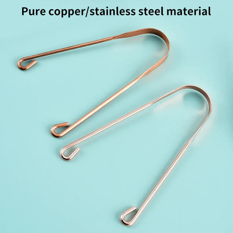 1PCS Oral Cleaner Brush Pure Copper Tongue Scraper Fresh Cleaning Hygiene High Quality Tounge Scraper