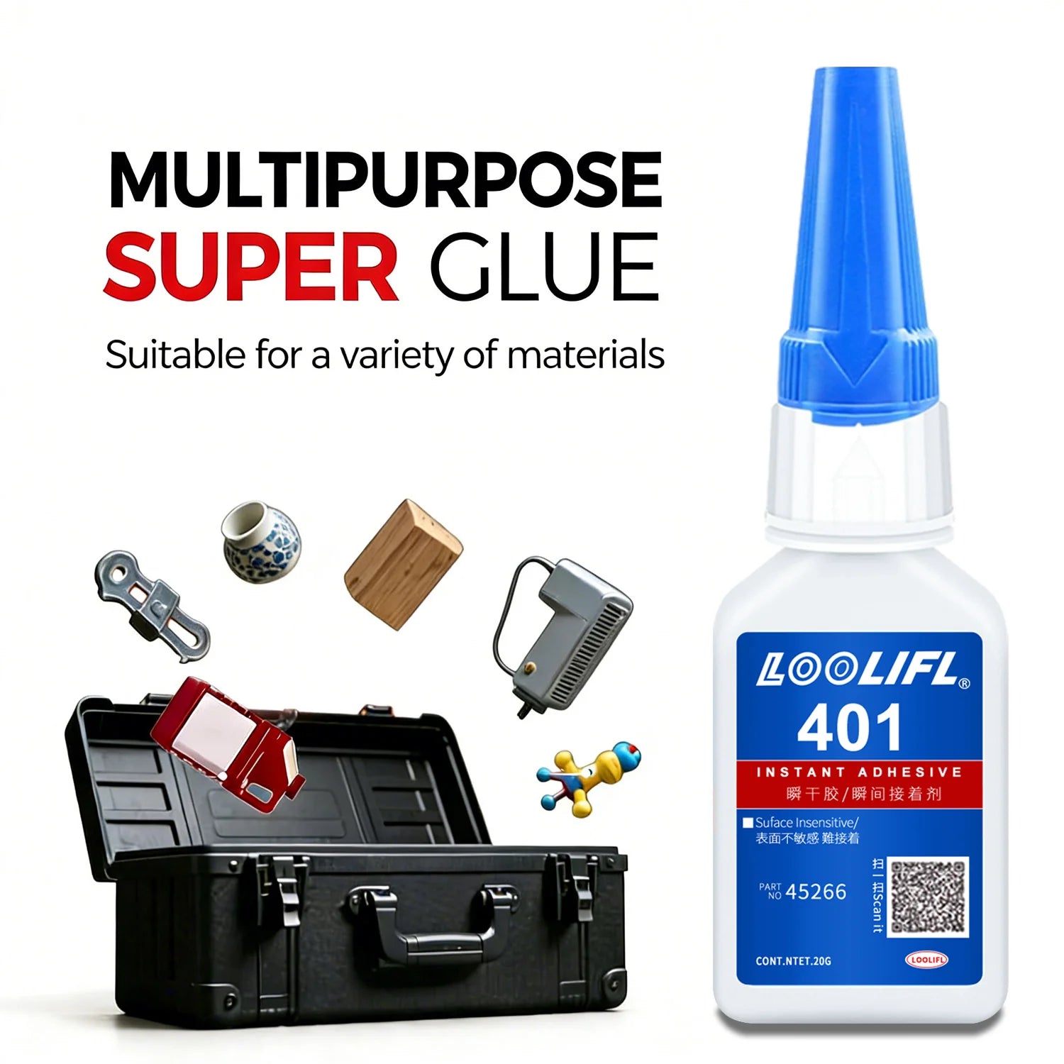 Super Glue for Plastic, Cyanoacrylate Based Adhesive for PLA, Acrylic, Metal,DIY, with Anti-Clog Cap, Waterproof, Heat-Resistant