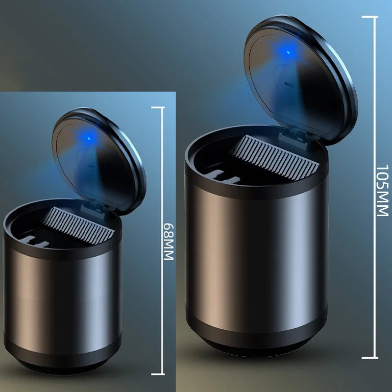 Car LED Ashtray Garbage Coin Storage Cup Container Cigar Ashtray Holder Auto Interior Accessories Car LED Aluminum Alloy Ashtray