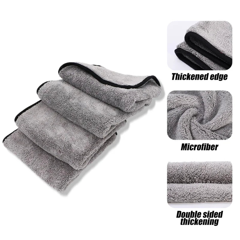 Microfiber Car Wash Towels Highly Absorbent Double Layer Thickened Edge Sealingfor Car Cleaning Windows Tiles Dishes Mirrors