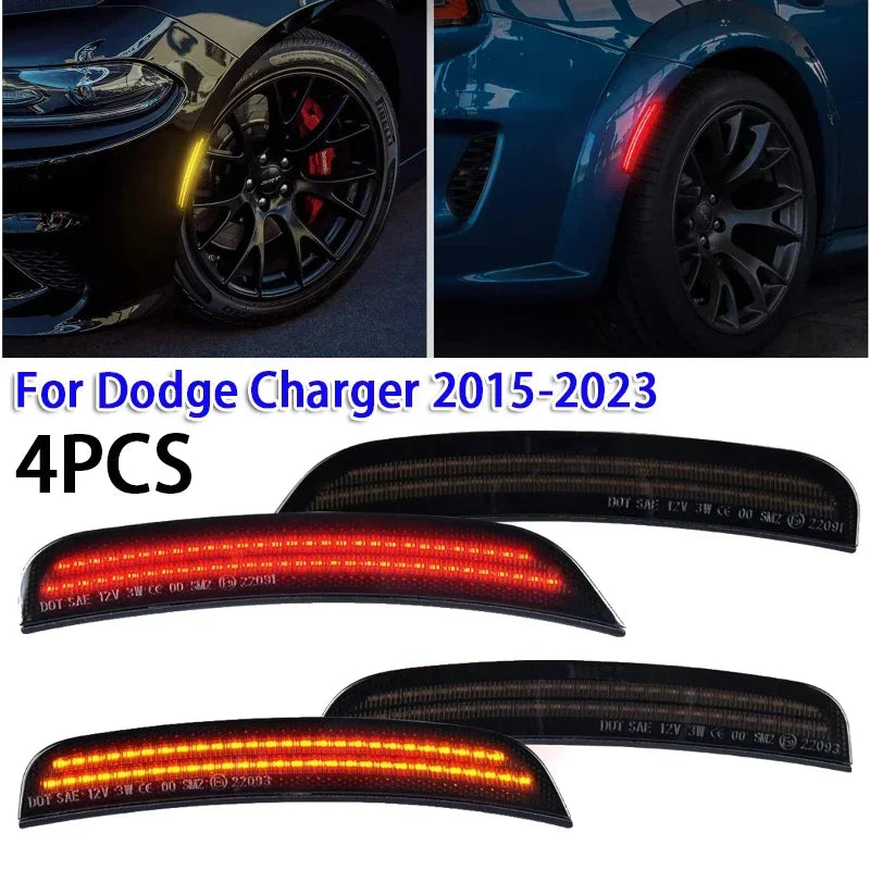 4pcs Smoked Lens Car Front and Rear LED Side Marker Light for Dodge Charger 2015-2023