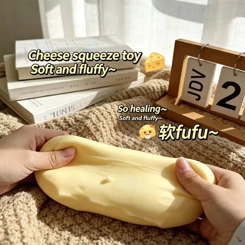 1Pc Jumbo Cheese Cube Stress Ball Big Cheese Shapeable Squeeze Ball Non-Bounce Fidget Toy ASMR Sensory Anti-Stress Festival Gift