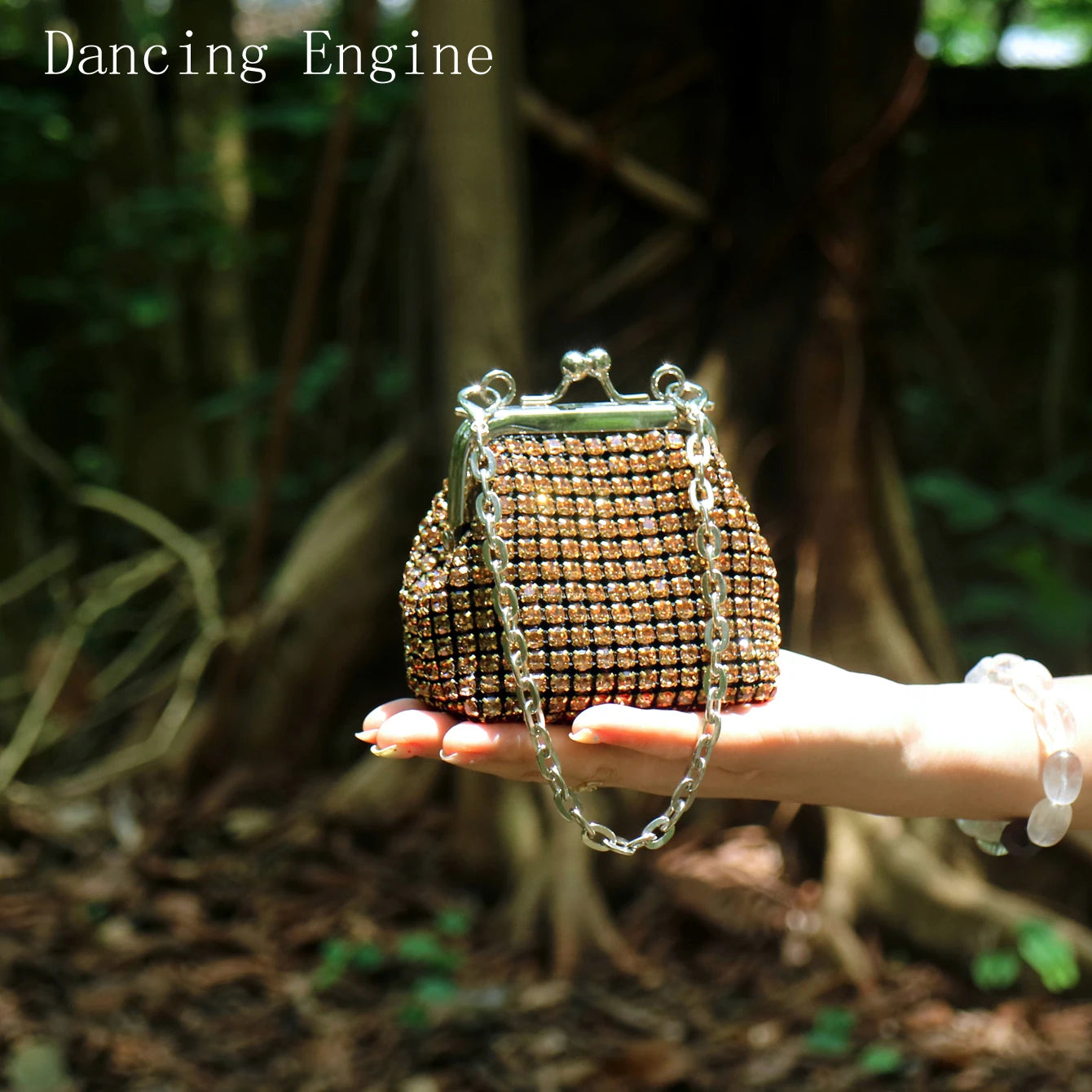 Mini Small Bag Shiny Rhinestone Coin Purse Short Chain Coin Bag handmade Small Card Bag handmade Woman's purse handmade bag