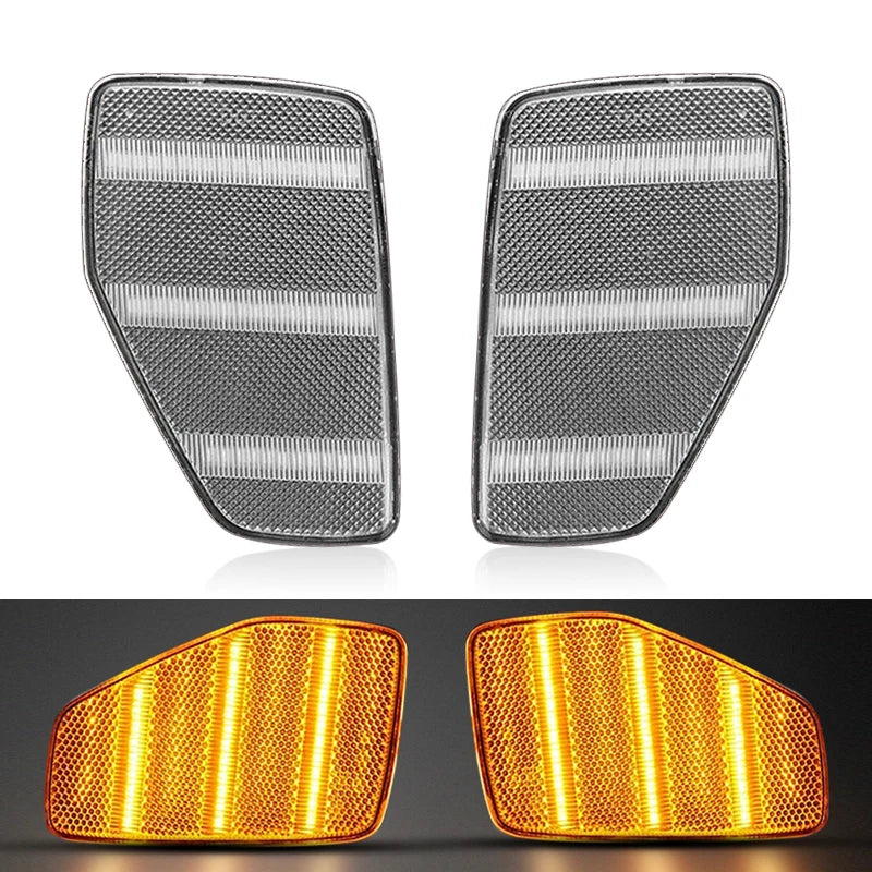 2Pcs For Hummer H3 H3T 2005-2010 Clear & Smoked Lens LED Side Marker Lamp Amber Front Side Fender Turn Signal Lights